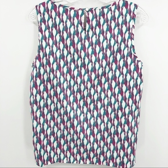 Talbots Petite M Parrot Print Cotton Stretch Sleeveless Round Neck Tank Top - Picture 8 of 9